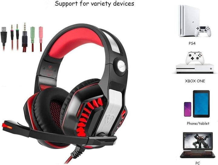 Gaming Headset with Microphone for PC Laptop PS4 Xbox One PS5 Headphones LED USB