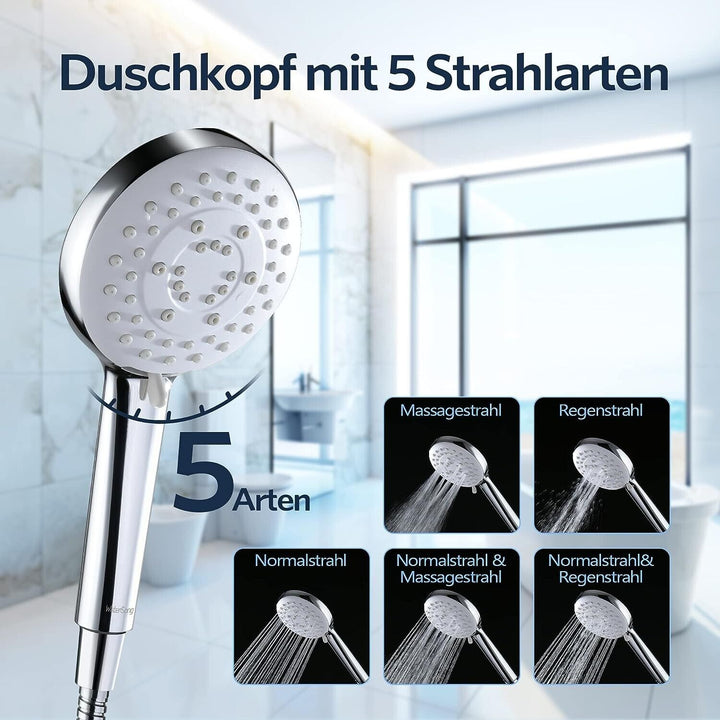 Shower Head High Pressure Large Replacement Universal Handheld 5 Spray Modes