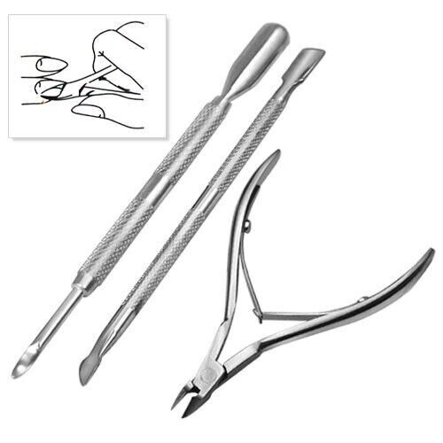 Stainless Steel Nail Cuticle Spoon Pusher Remover Cutter Nipper Clipper Cut Set