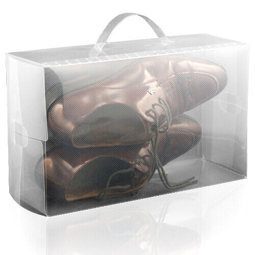 Heavy Duty Mens Stackable Foldable Plastic Shoe Storage Boxes Organizer Trainers