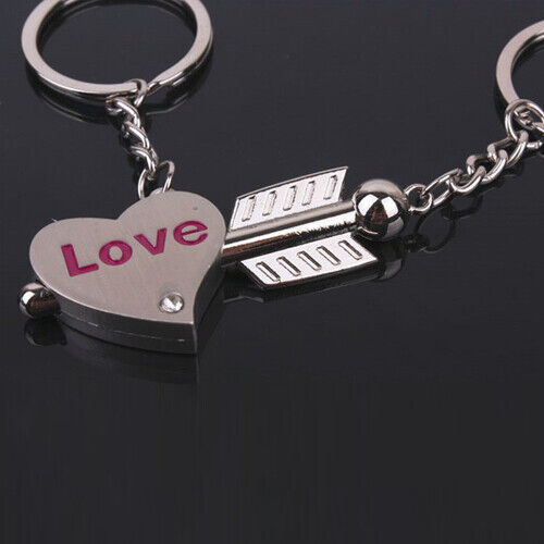 Heart & Arrow Cupid Couple Key Chain Ring Keyfob Love Gifts Couples Partner