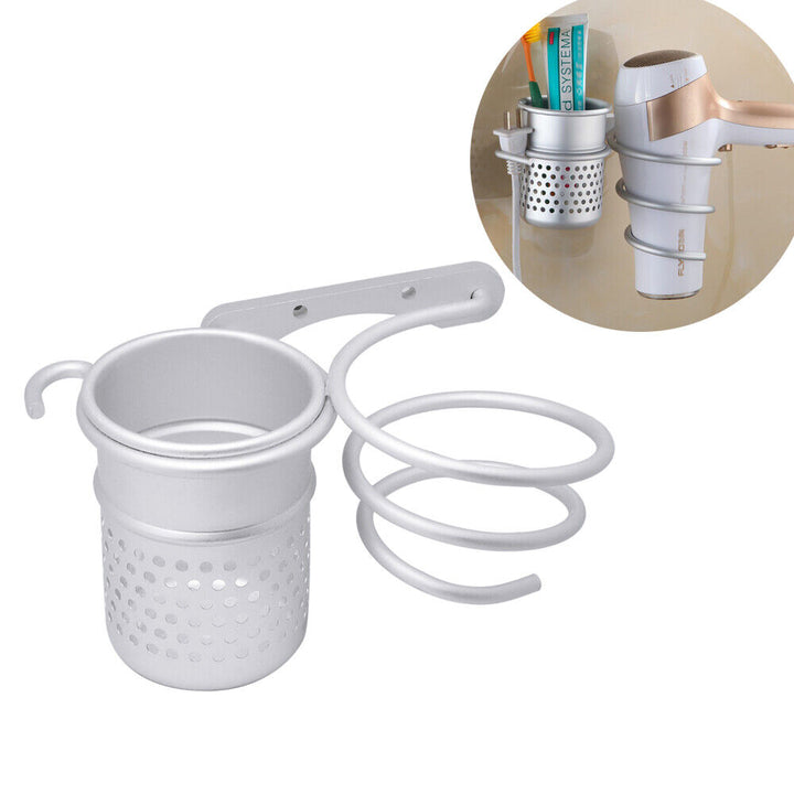 Wall Mounted Spiral Dual Hair Dryer Holder with Hair Straightener Holder