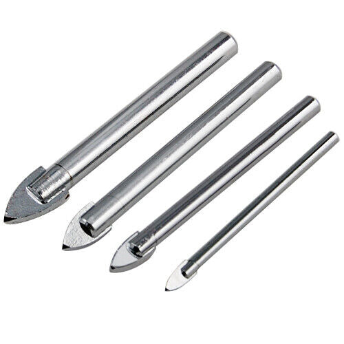 4 Piece Ceramic Tile/Glass/Mirror Drill Bits Set 4/8/10/6mm Cutter Floor Wall