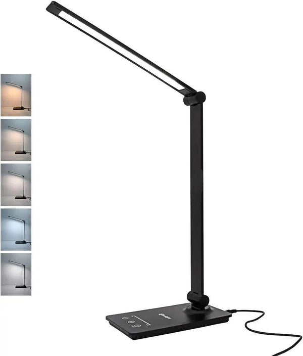 LED Desk Lamp with Wireless Charging for Phone UK Plug USB Swing Arm 5 Colour