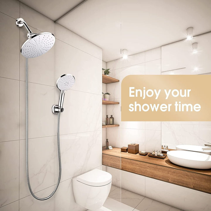 Shower Head and Hose Set Chrome Universal 10" Rainfall Holder Bracket G1/2 Kit