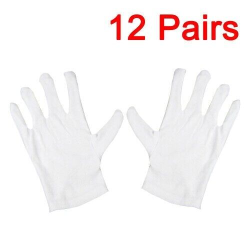 12 Pairs Cotton Gloves White Mens Women Dermatological Moisturising Eczema Cream