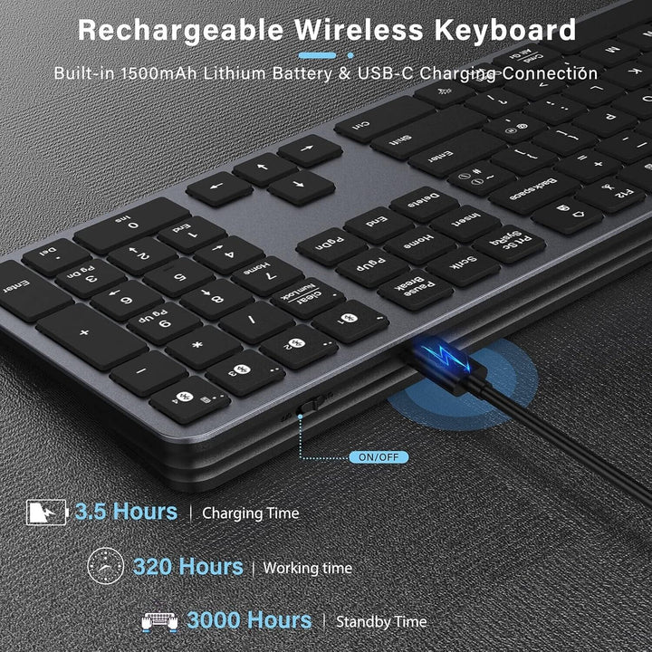 Backlit Bluetooth Keyboard Rechargeable for Mac iPad Tablet Windows iMac Pro/Air