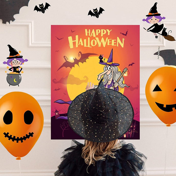 Halloween Decoration Props Stickers Pin Party Games Witch Poster for Kids Favors