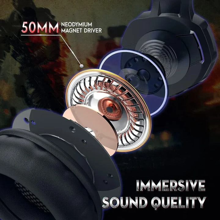 Gaming Headset with Microphone for PC Laptop PS4 Xbox One PS5 Headphones LED USB