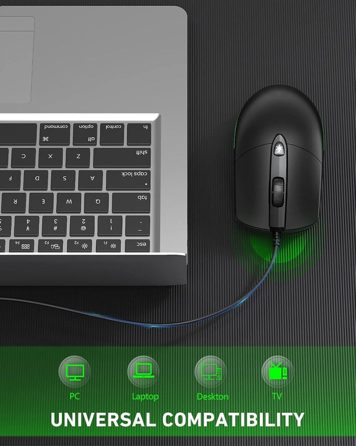Wired Mouse Gaming for Laptop USB RGB LED Desktop PC  Computers Black TV Box