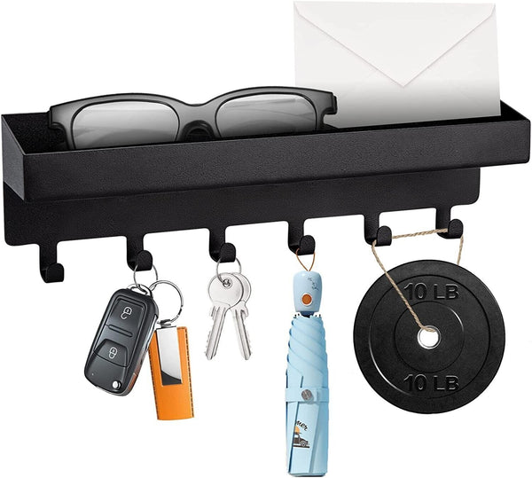 Wall Mounted Key Holder Hooks Keyrings Organiser with Shelf Letter Mail Hanger