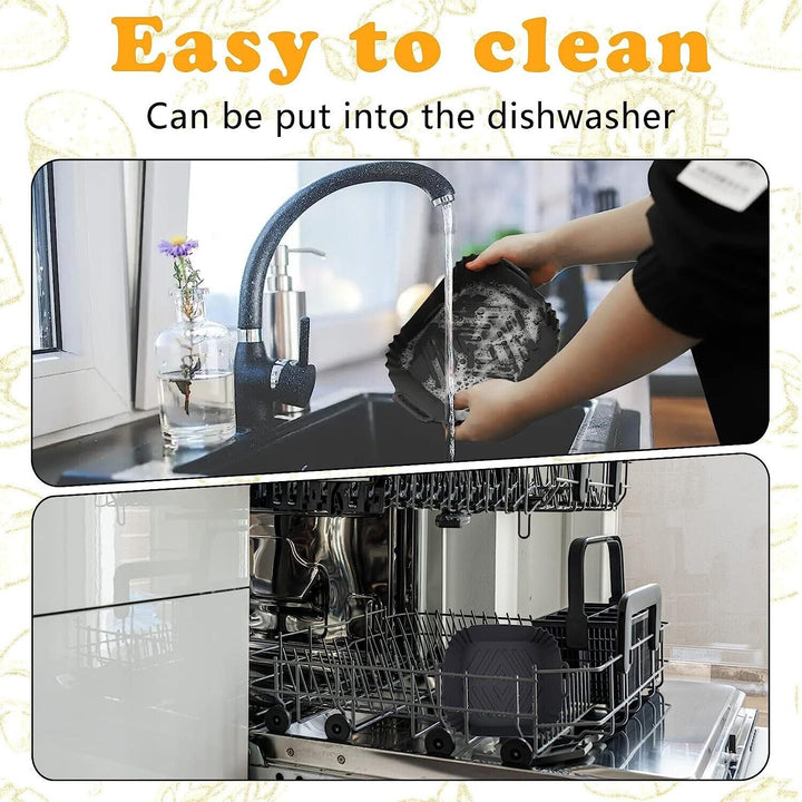 2x Silicone Pot for Air Fryer Dual Basket Liner Handle Baking Pan Fit For Ninja