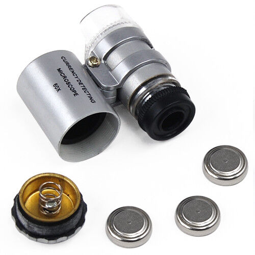 Mini 60x Jewellery Loupe with Light Magnifier Microscope Hallmarks Engraving