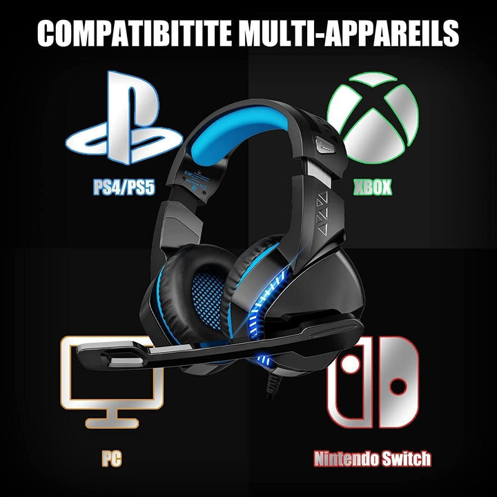 Gaming Headset with Microphone for PC Laptop PS4 Xbox One PS5 Headphones Bass
