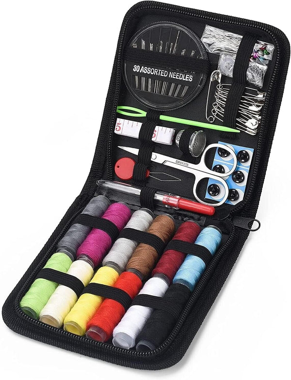 Sewing Kit Set Box Small Travel Adults Needles Thread to Sew Make 82 Pcs Case