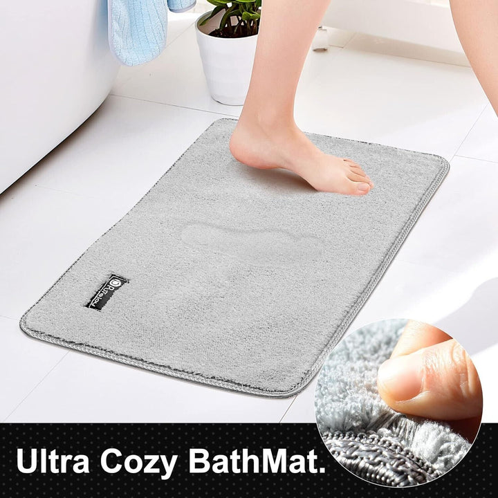 Bathroom Mat Sets Microfiber Non Slip 2 Piece Washable Small 40x60cm Grey Rug