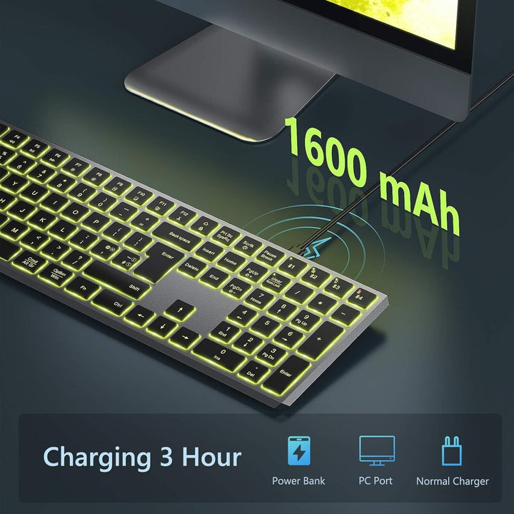 Bluetooth Keyboard for Windows Mac iPad Tablet Android Backlit Computer Laptop