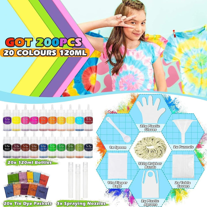 Tie Dye Set Kit 20 Colours Kids Adults Big Box Textile Paint Professional Craft
