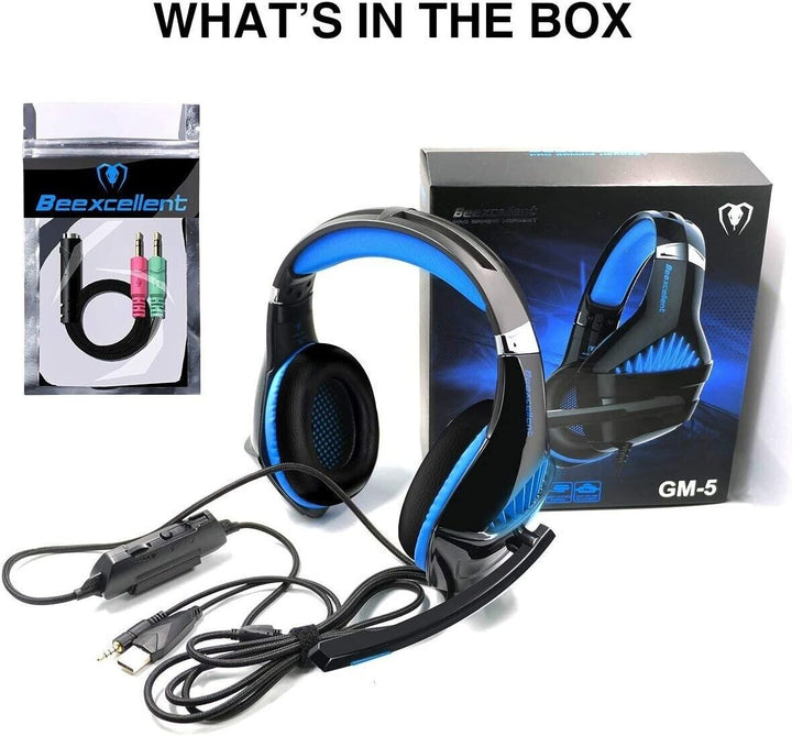 Gaming Headset with Microphone for PC PS4 Xbox One PS5 Headphones LED USB Wired
