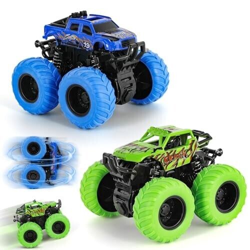 Monster Trucks Toys Bundle Boys Girls Toddler  x2 Pack Set Cars Friction Stunt