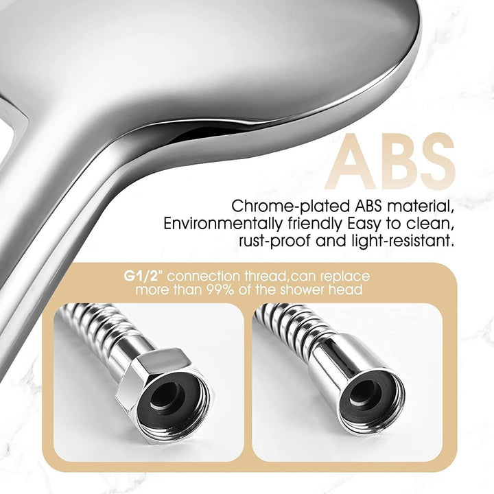 Shower Head and Hose Set Chrome Universal 10" Rainfall Holder Bracket G1/2 Kit