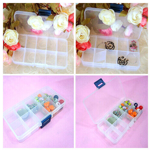 6x 10 Compartment Small Organiser Storage Plastic Box Craft Nail Art Fuse Beads