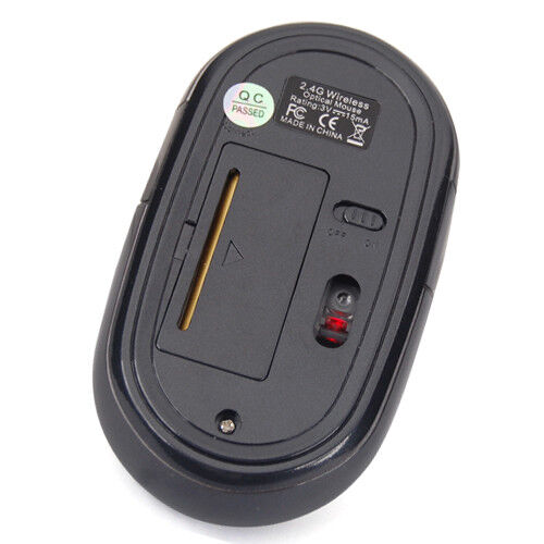 Black USB Wireless 3 Button Optical Scroll Wheel Cordless Mouse for Laptop PC