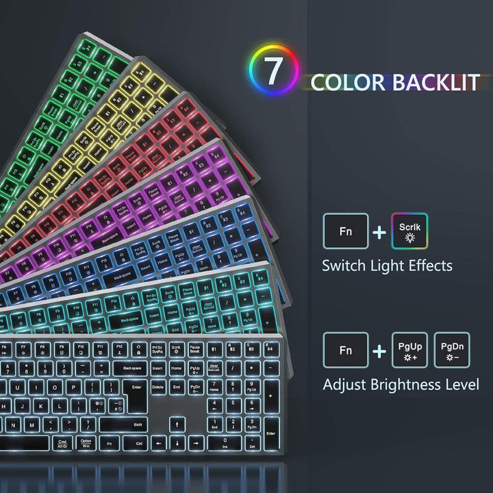 Bluetooth Keyboard for Windows Mac iPad Tablet Android Backlit Computer Laptop