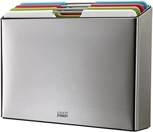 Joseph Joseph Chopping Board Set Large Plastic Set of 4 Non Slip with Stand