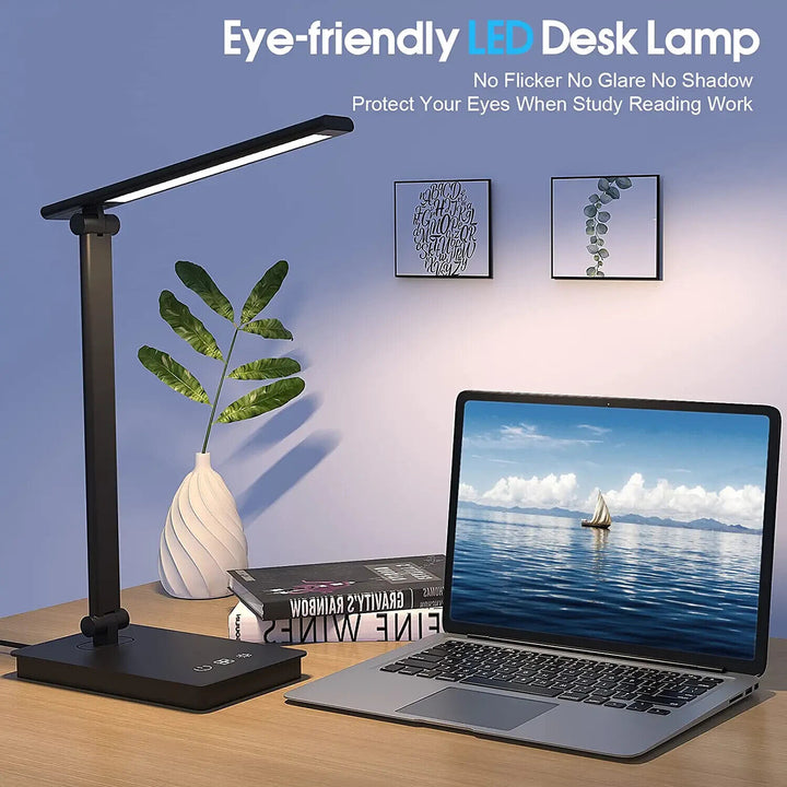 LED Desk Lamp with Wireless Charging for Phone UK Plug USB Swing Arm 5 Colour