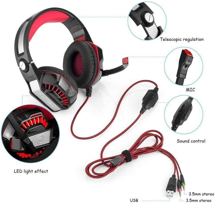 Gaming Headset with Microphone for PC Laptop PS4 Xbox One PS5 Headphones LED USB