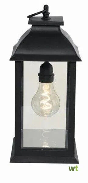 LED Lantern Table Lamp Battery Powered Black A60 Indoor Outdoor for Outside