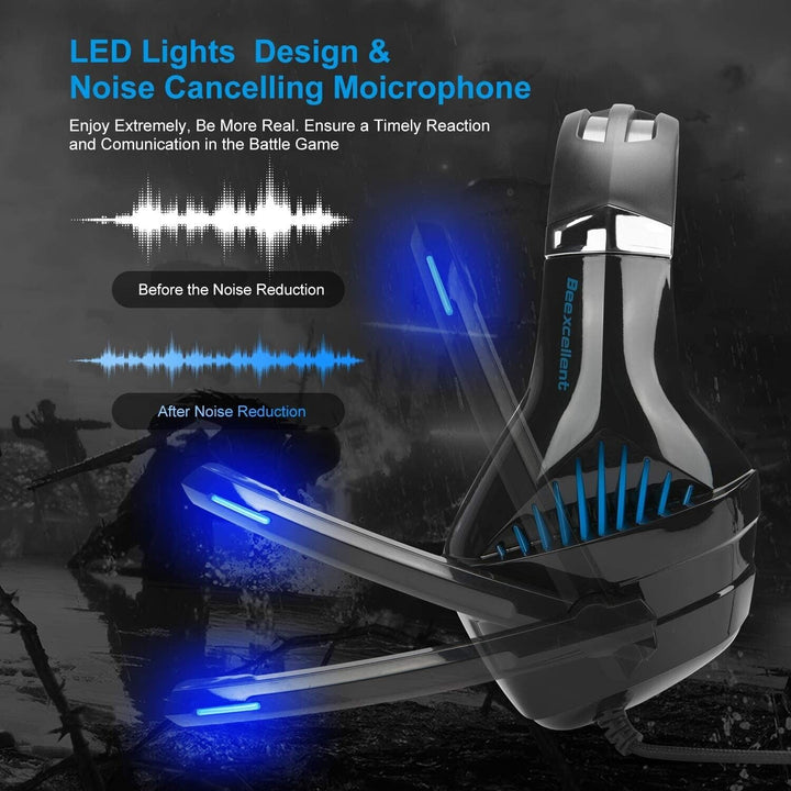 Gaming Headset with Microphone for PC PS4 Xbox One PS5 Headphones LED USB Wired