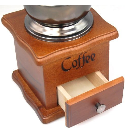 Coffee Grinder Manual Hand Bean Vintage Style Wooden Fresh Spices Mill Burr
