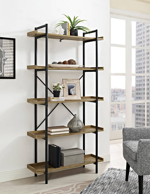 Bookcase Tall 5 Tier Book Shelf Large Storage Shelving Unit Solid Wood Furniture