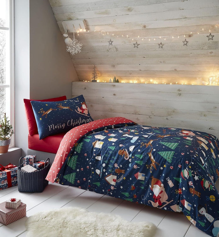 Christmas Duvet Cover King Size Sets with 2 Pillowcases Bedding Glow In Dark