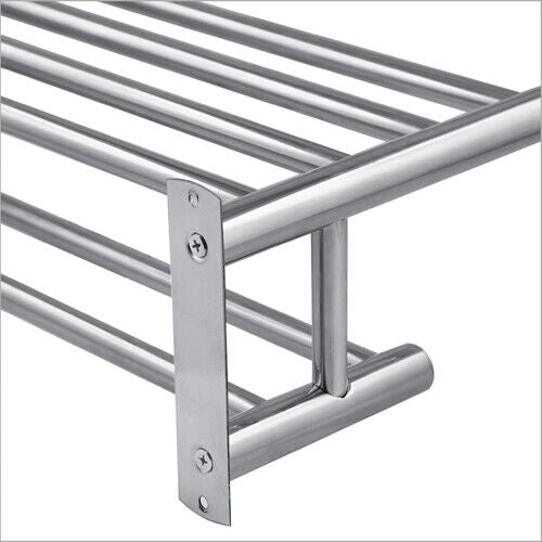 Double Chrome Wall Mounted Bathroom Towel Rail Holder Storage Rack Shelf Bar