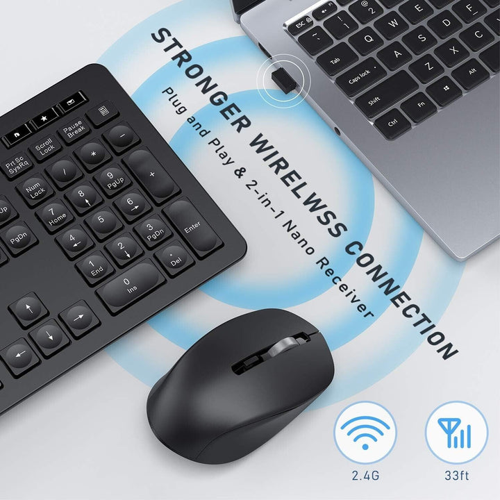 Keyboard and Mouse Wireless Set for Windows Desktop Laptop PC Computer 2.4G