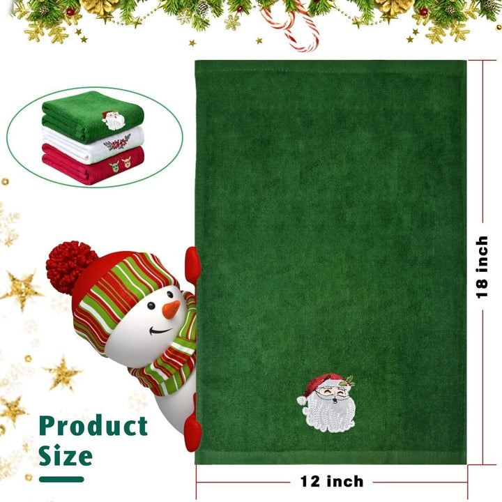 Xmas Hand Tea Towls Set Kitchen Bath 3 Pack Cooking Cleaning Baking 100% Cotton