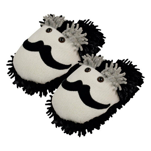 Aroma Home Ladies Moustache Slip On Slippers Size 4-7 Comfy With Grip Anti-Slip