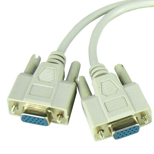 1 PC to 2 Way VGA SVGA Monitor Y Splitter Cable Lead 15Pin Male Female LCD TFT