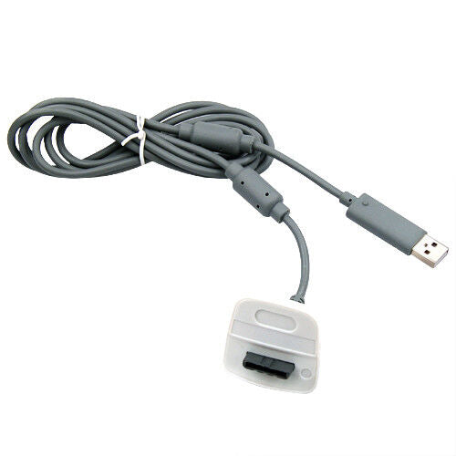 USB Charger Lead Cable for Microsoft Xbox 360 Wireless Gamepad Controller Grey