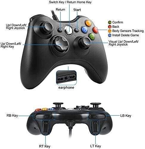 Xbox 360 Wired Controller Gamepad for Microsoft PC Windows 7/8/10/11 Console