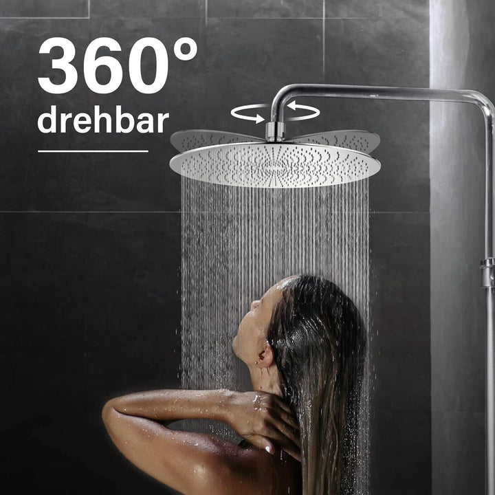 Rain Shower Head Round 10" Fixed High Pressure 600 Nozzles Modern Bathroom Mount