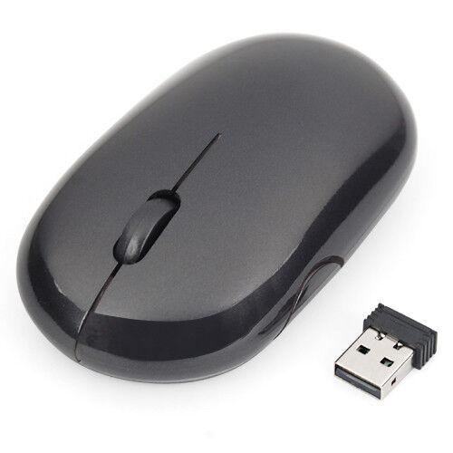 Black USB Wireless 3 Button Optical Scroll Wheel Cordless Mouse for Laptop PC