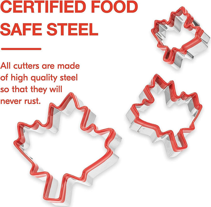 Maple Leaf Cookie Cutters Biscuit Sandwich Metal Set Shapes for Kids Pastry x3