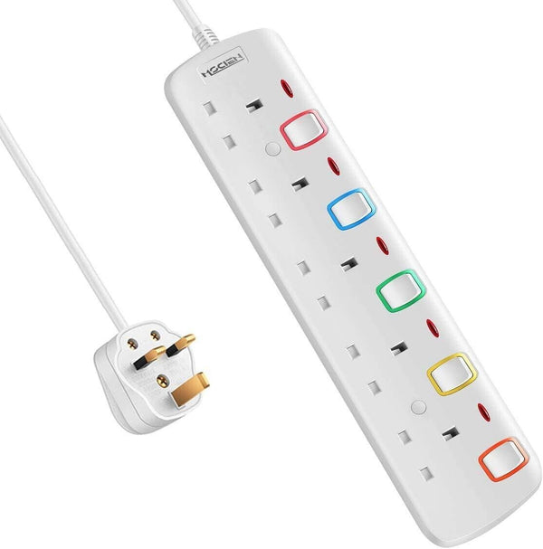 Mscien 5M Extension Lead With Switches Plug Socket 5 Way Mains Power UK Cable