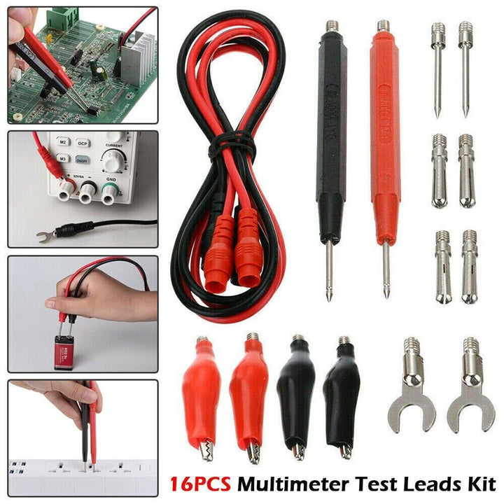 Digital Multimeter Cables Probe Lead Kit Test Electronic Alligator Clip Needle