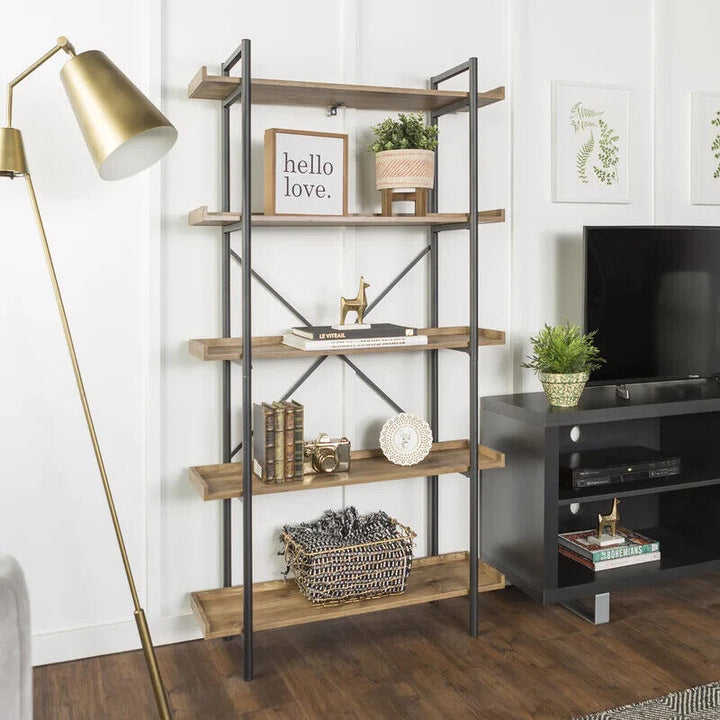 Bookcase Tall 5 Tier Book Shelf Large Storage Shelving Unit Solid Wood Furniture