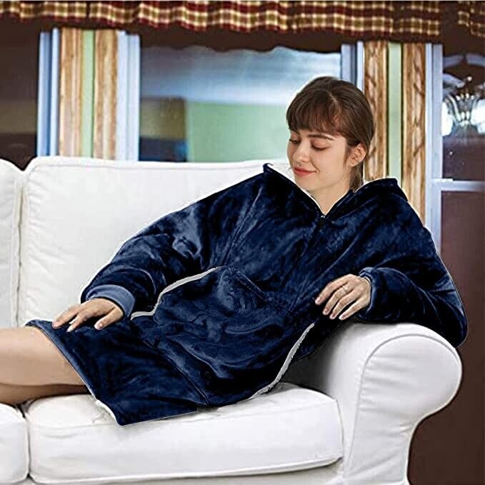 Adult Hoodie Blanket Oversized Super Soft Plush Sherpa Big Hooded Sweatshirt